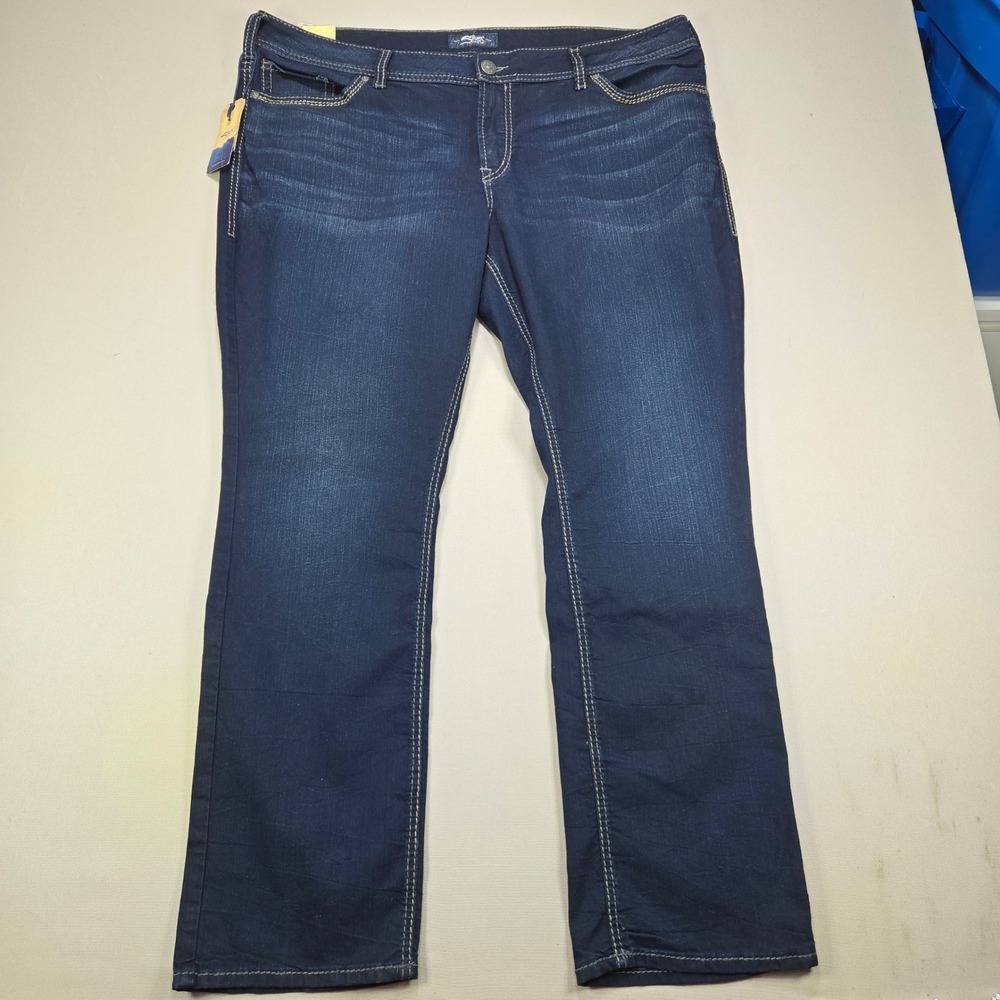 Silver Jeans Suki Straight Curvy Mid Rise Indigo Dark Wash Women Plus Size 24x32